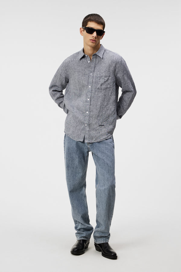 Slim LS Linen Melange Shirt / JL Navy