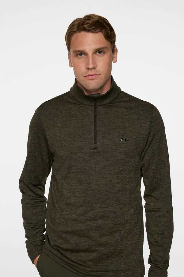 Destry Quarter Zip Mid Layer / Black and Forest Green Melange