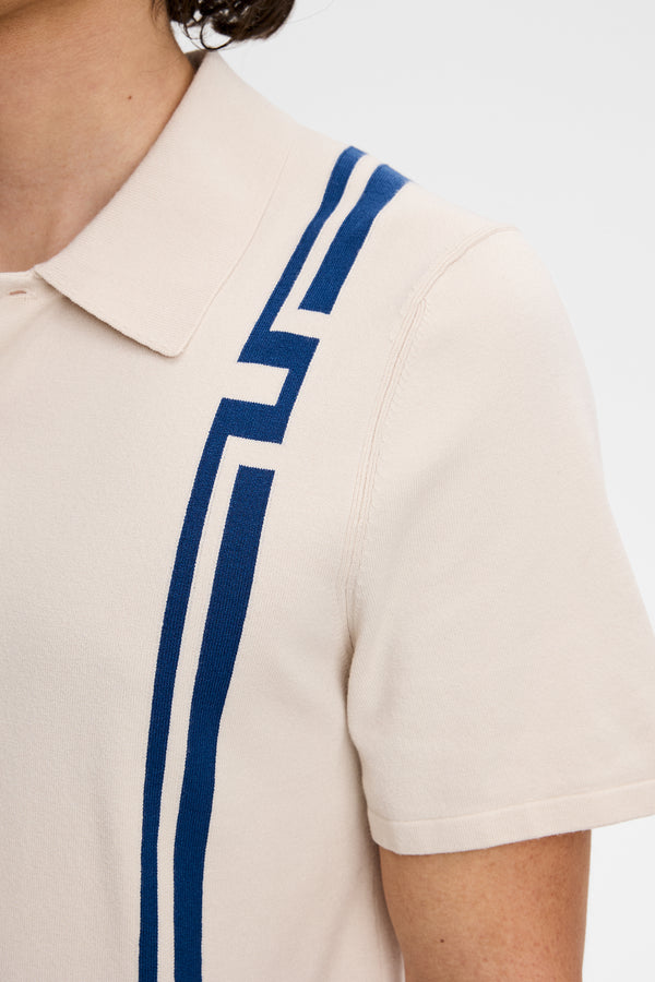 Rylan Stripe Knit Golf Polo / Moonbeam