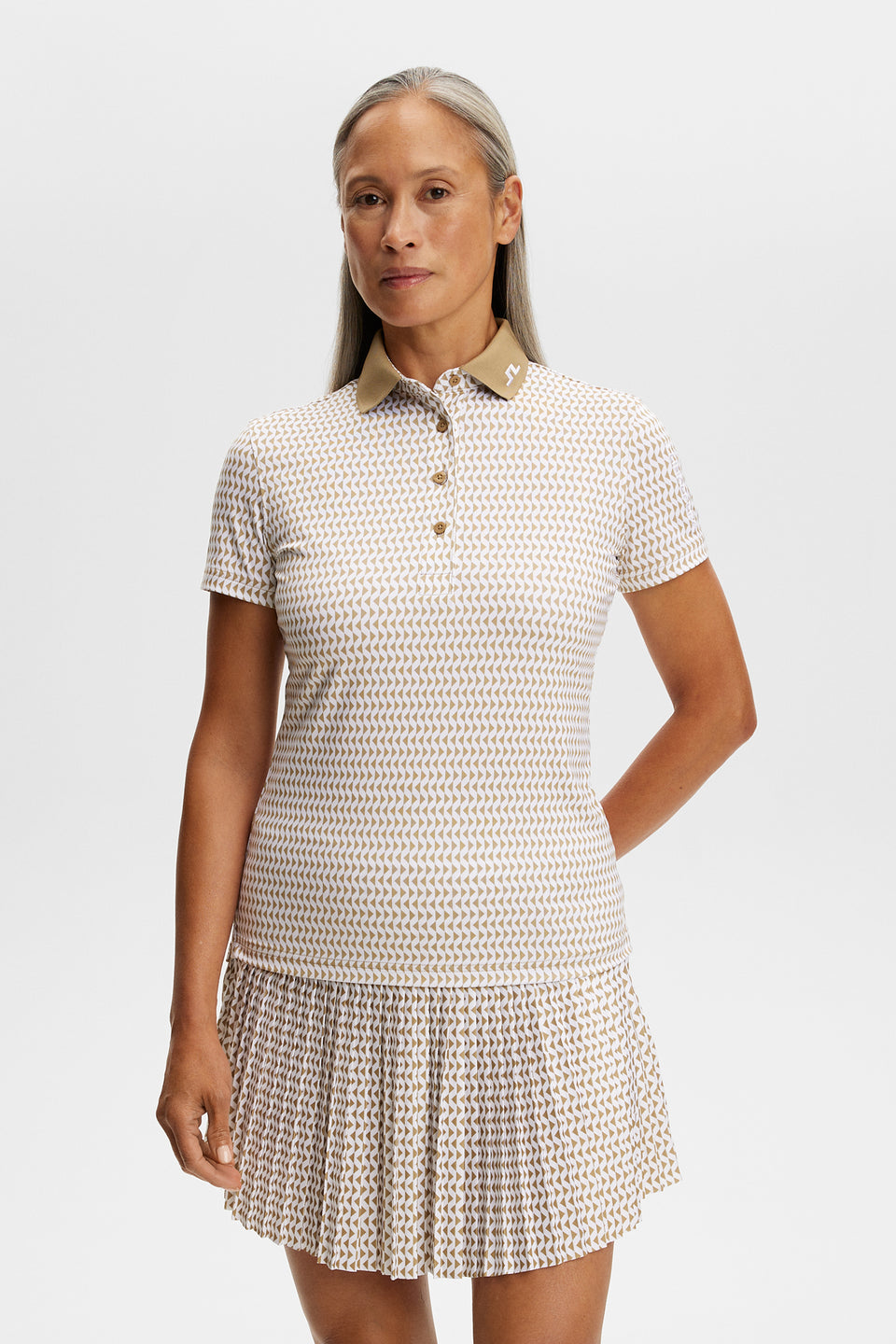 Tour Tech Print Polo / Diamond Kelp White S