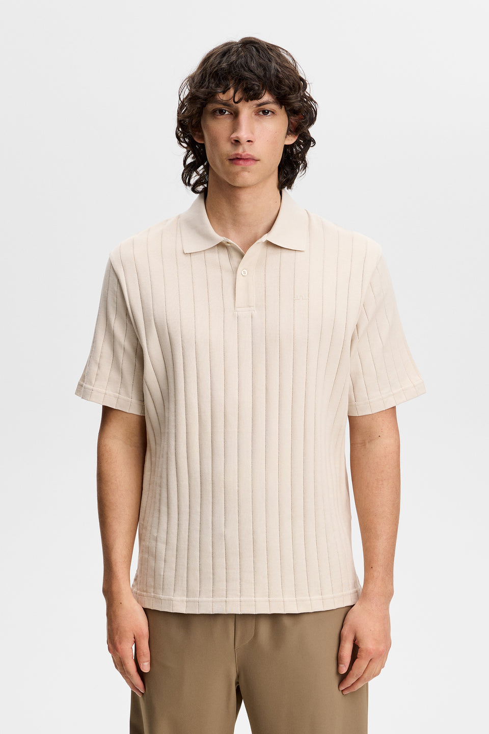Simon Stripe Polo / Moonbeam