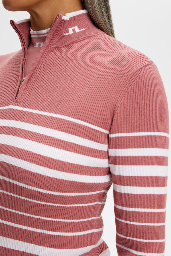 Cheryl Knitted Zip Sweater / Dusty Rose