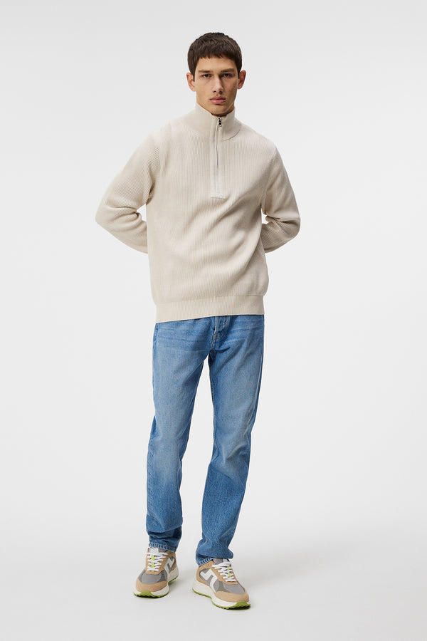 Alex Half Zip Knitted Sweater / Moonbeam