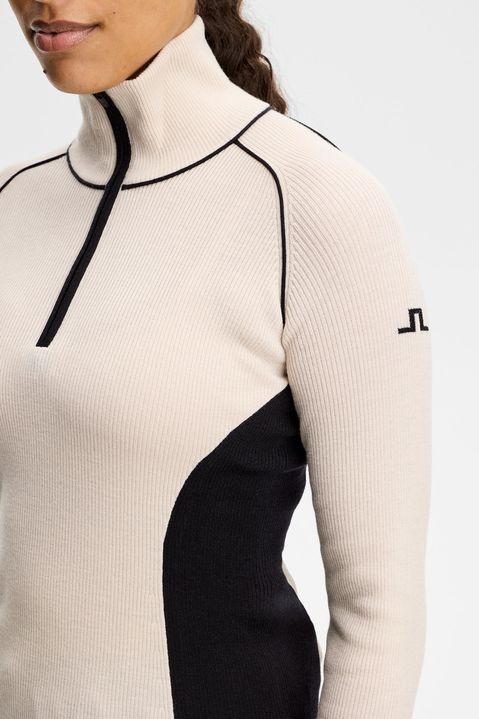 Valley Knitted Rib Quarter Zip / Moonbeam
