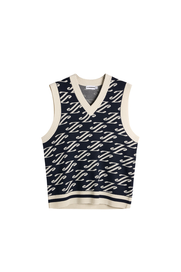 Anton Jacquard Knit Vest / Cardi Jacquard - JL Navy