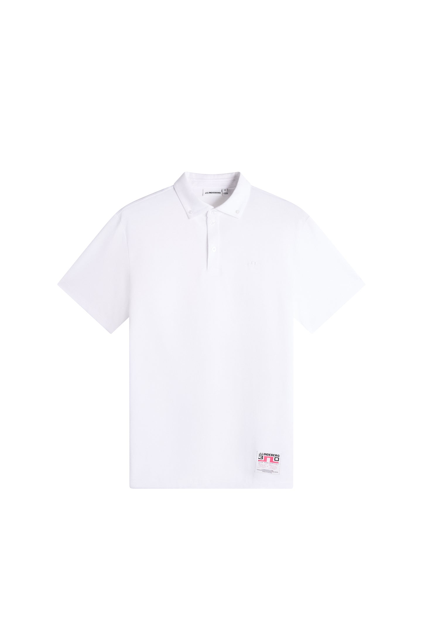 Vooraanzicht: Witte Verse Button Down Polo met korte mouwen, button-downkraag en knoopsluiting.