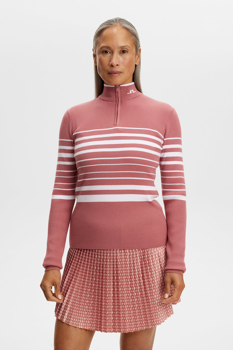 Cheryl Knitted Zip Sweater / Dusty Rose