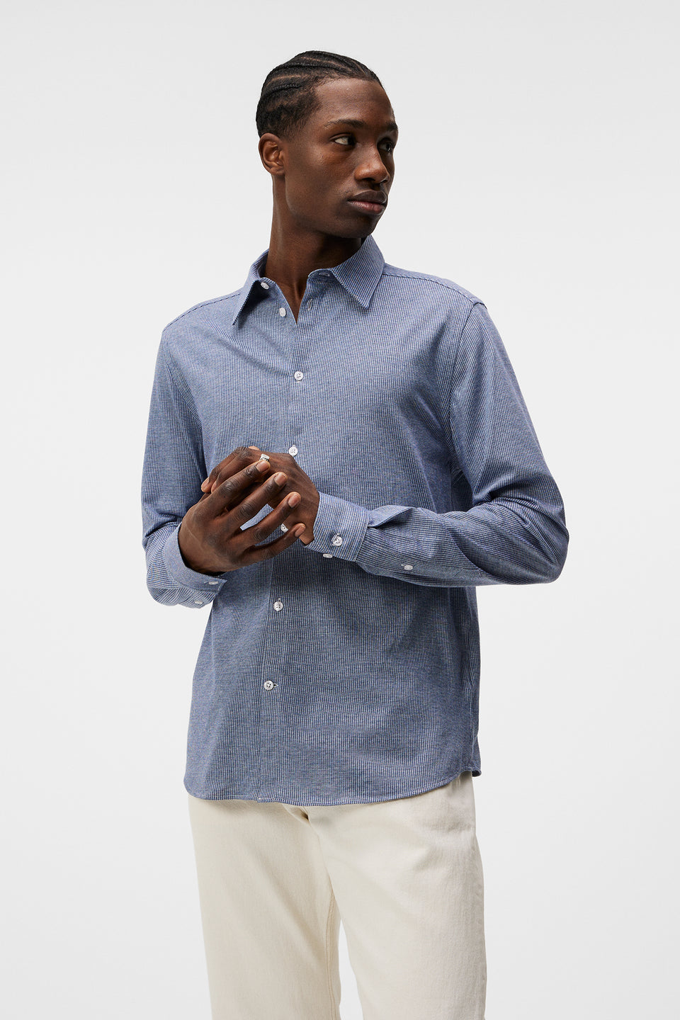 Marlon LS Jersey Slim Shirt / Bijou Blue