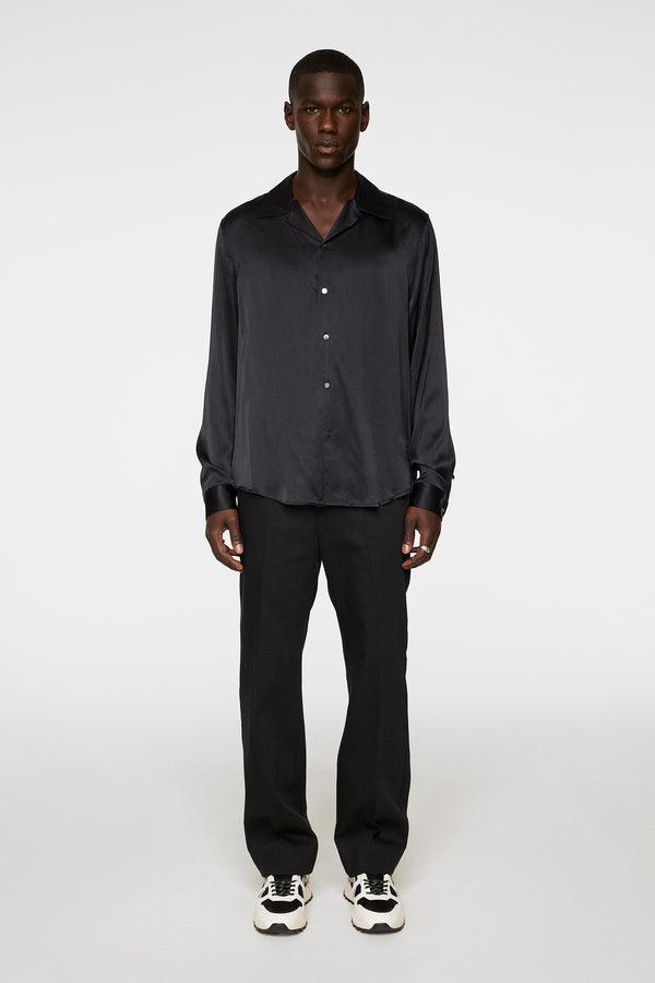 PJ Solid Silk Shirt / Black