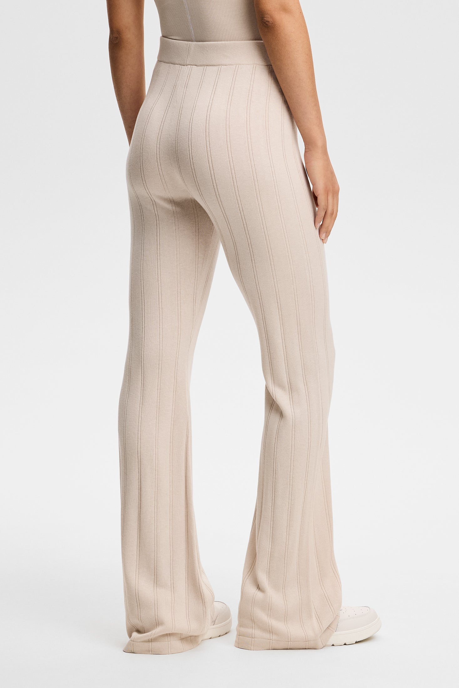 Vera Wide Rib Knit Pants / Moonbeam | J.Lindeberg Official