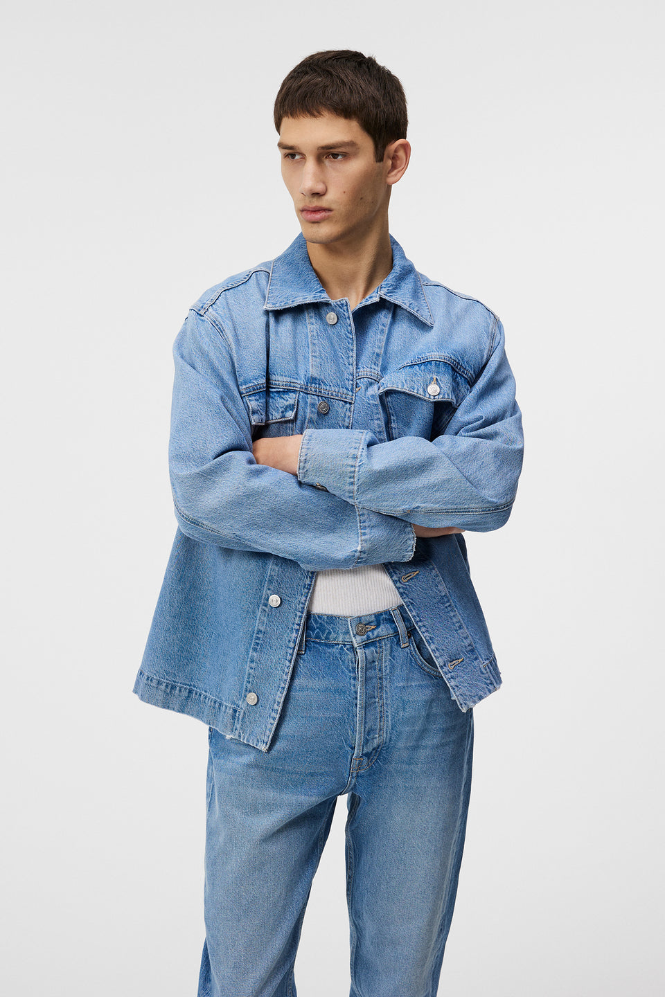 Hunt Washed Denim Overshirt / Mid Blue