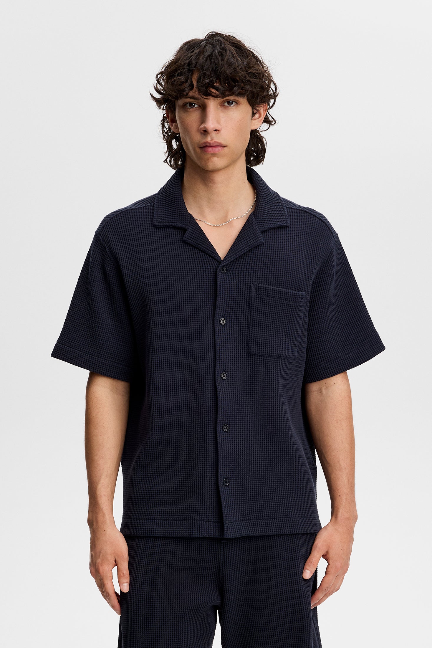Theron Waffle Shirt / JL Navy | J.Lindeberg Official