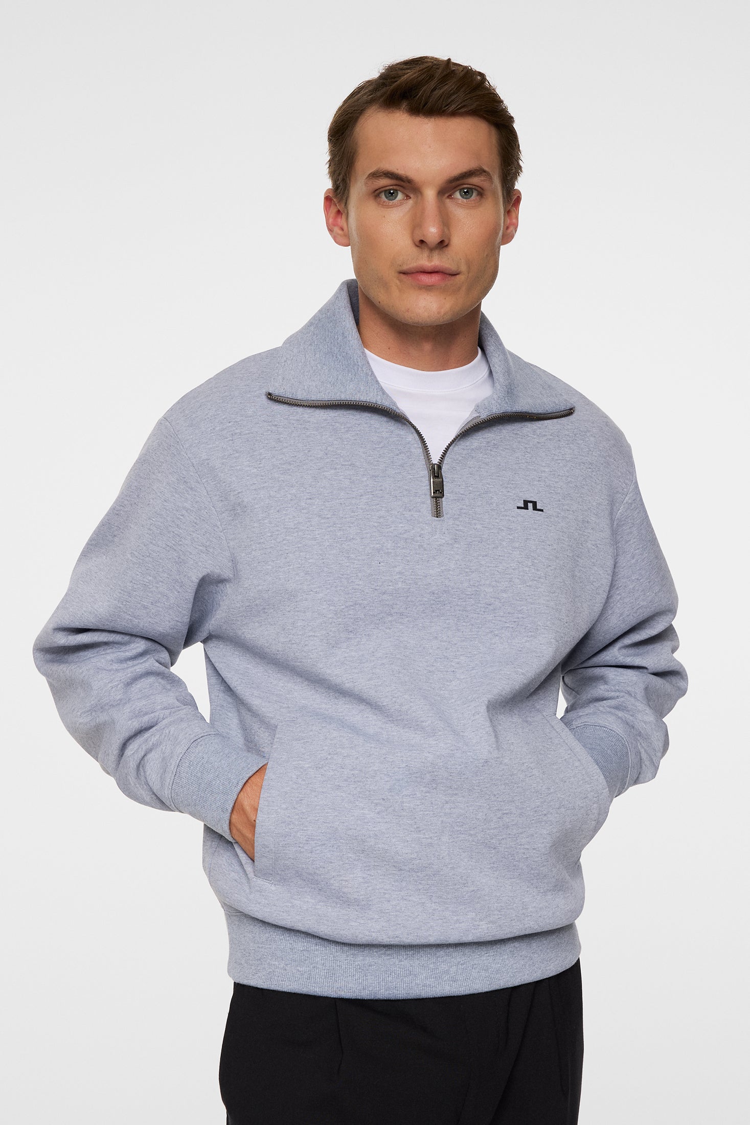 Callan quarter zip / Medium Grey Melange | J.Lindeberg Official