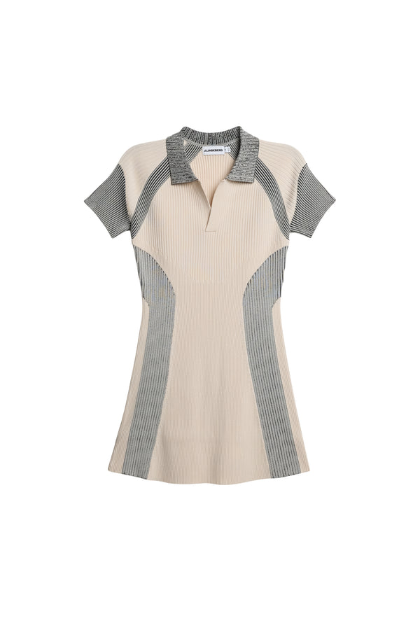 Tala Contrast Rib Knit Dress / Moonbeam