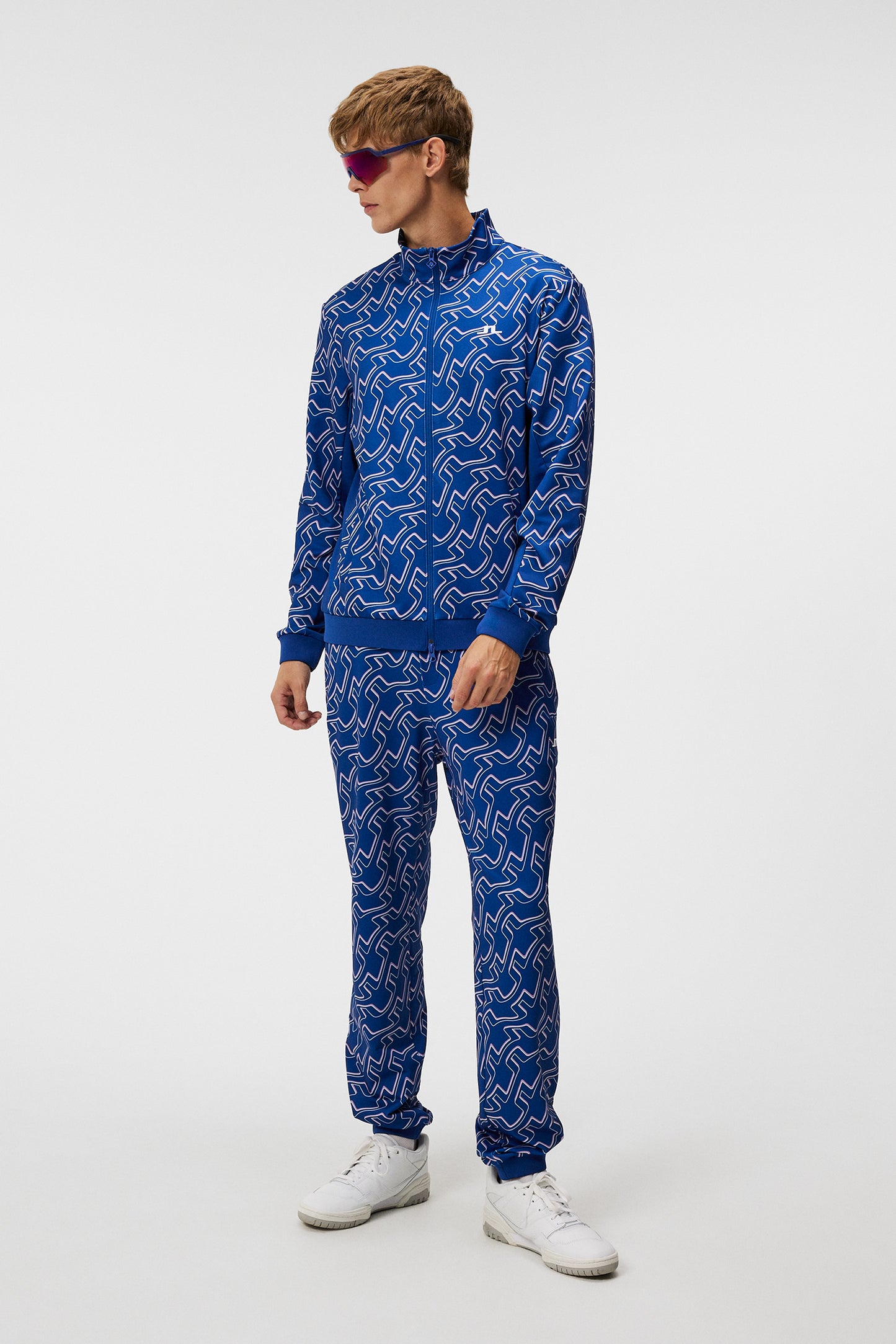Callum Print Zip Jacket / Outline Bridge Wave Blue