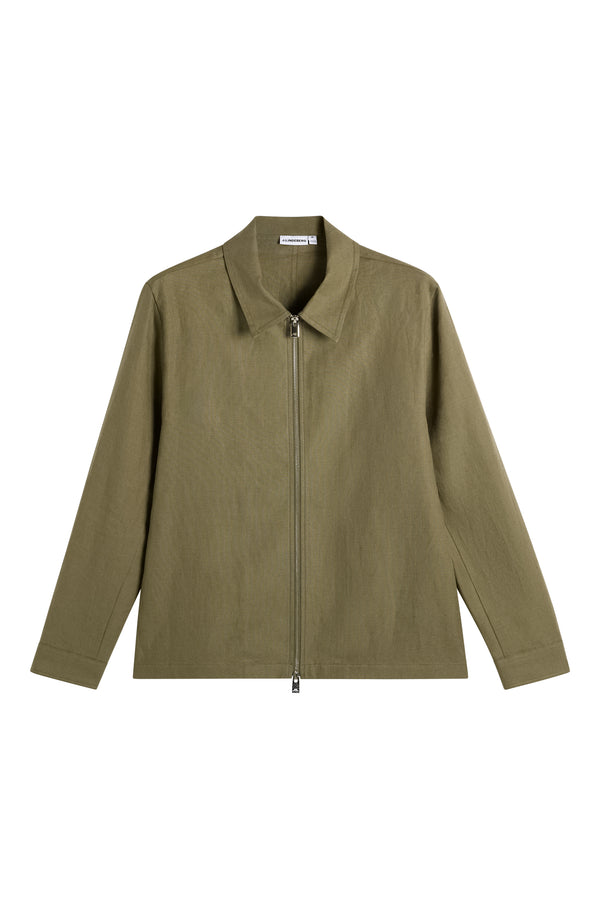 Julius Drape Linen Overshirt / Kalamata