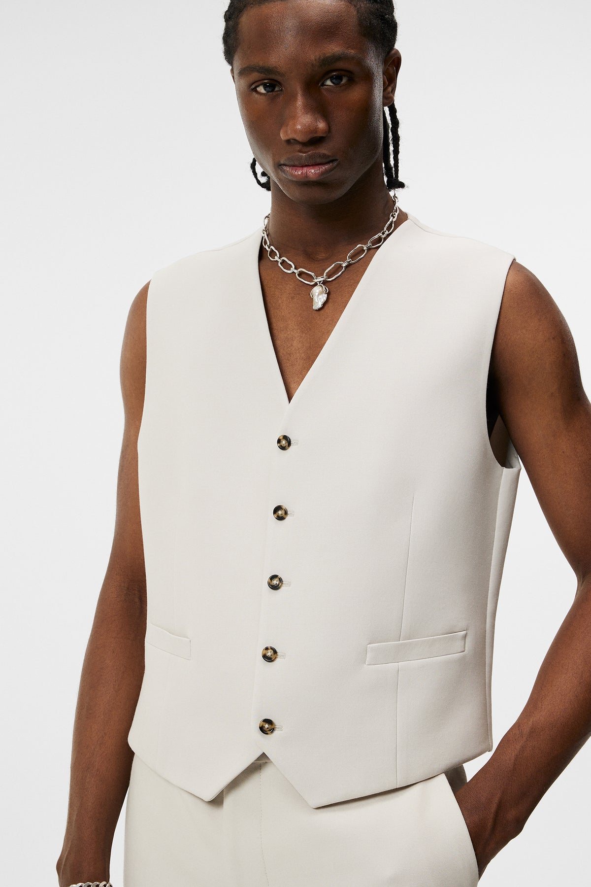 Walid Double weave Waistcoat / Moonbeam