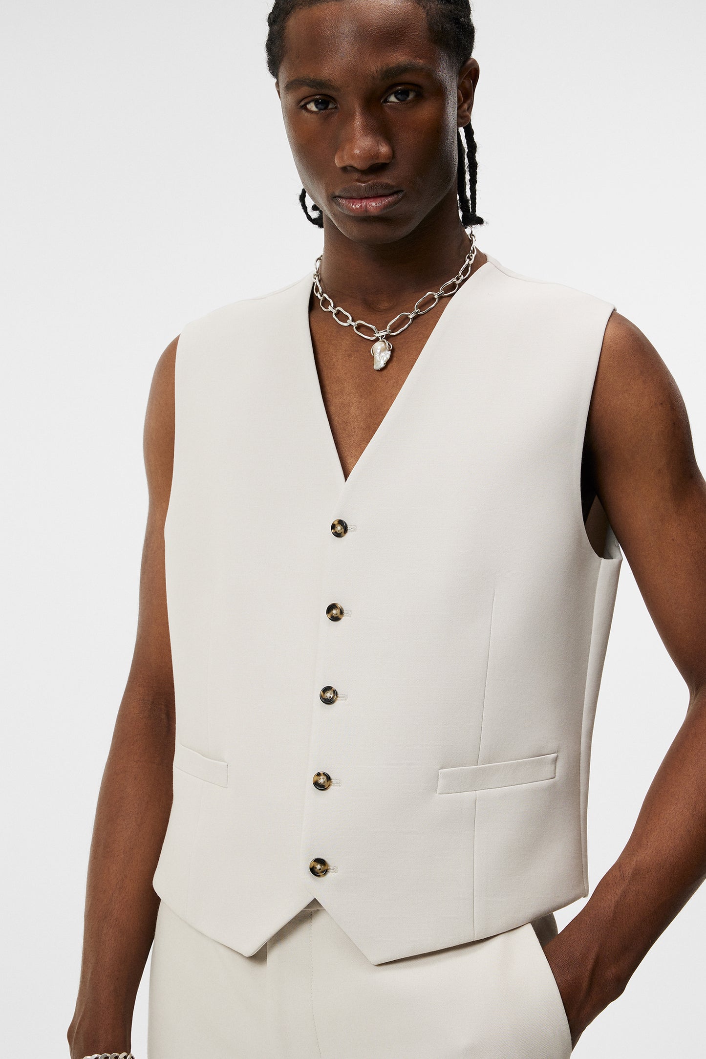 Walid Double weave Waistcoat / Moonbeam