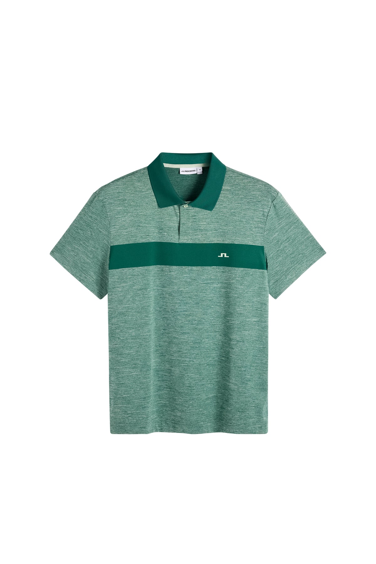 Front view: Green melange Rocky Polo with a dark green collar, chest stripe, and white Bridge logo.