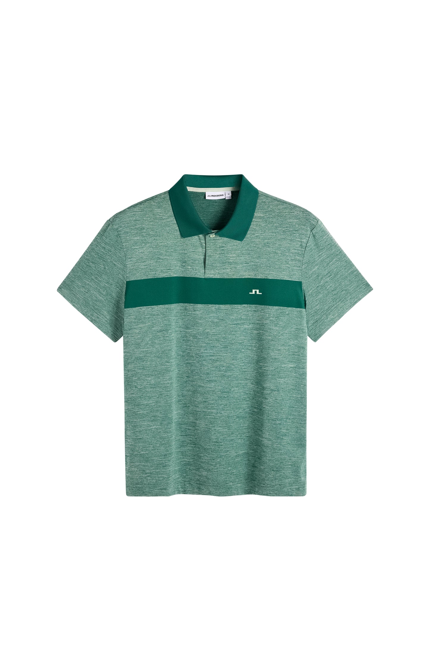 Front view: Green melange Rocky Polo with a dark green collar, chest stripe, and white Bridge logo.