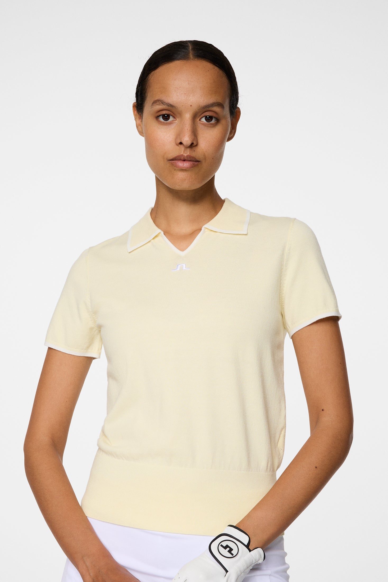 Malva Knitted Polo Shirt / Lemon Icing | J.Lindeberg Official