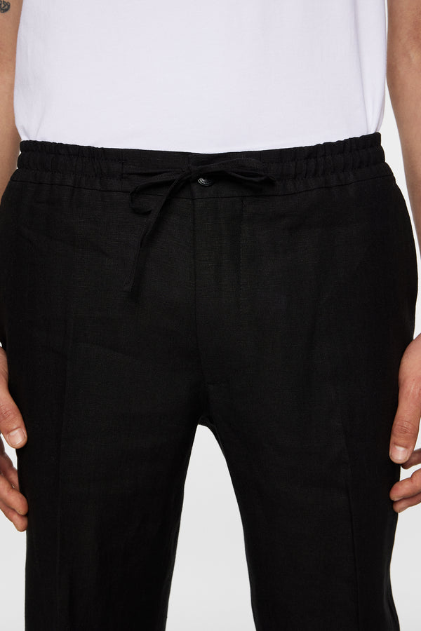 Soren Drape Linen Pants / Black