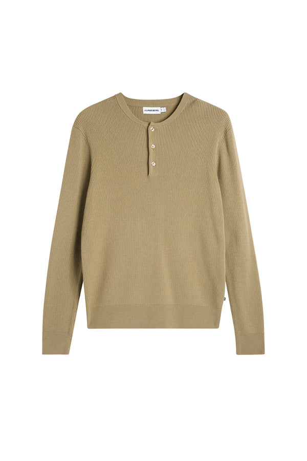 Hawk Rib Knitted Henley / Brindle