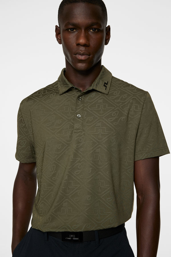 Bison  Regular Jacquard Polo / Forest Green