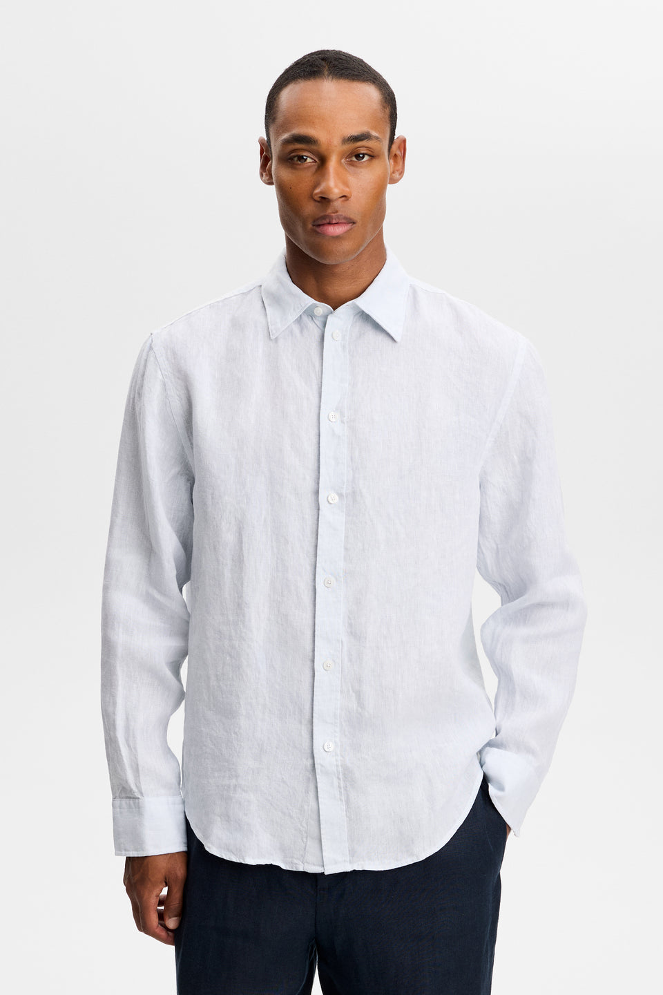 Zachary Clean Linen Shirt / Skywriting