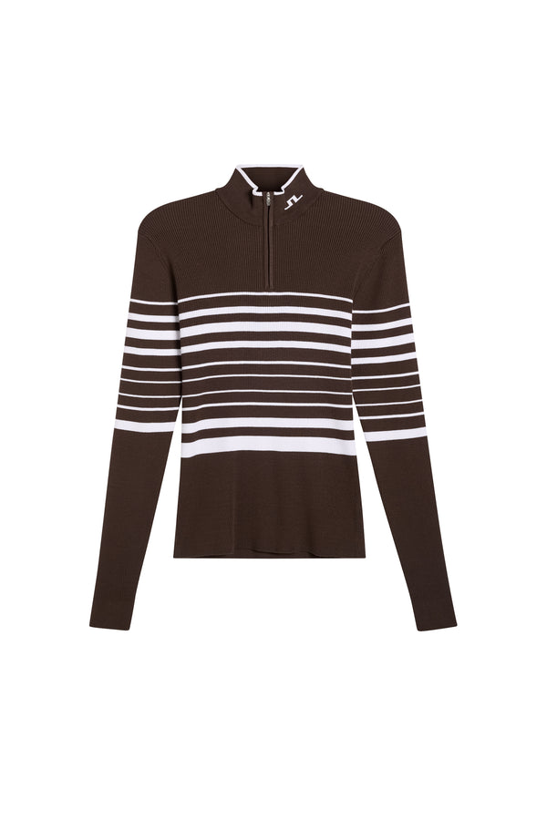 Cheryl Knitted Zip Sweater / Seal Brown