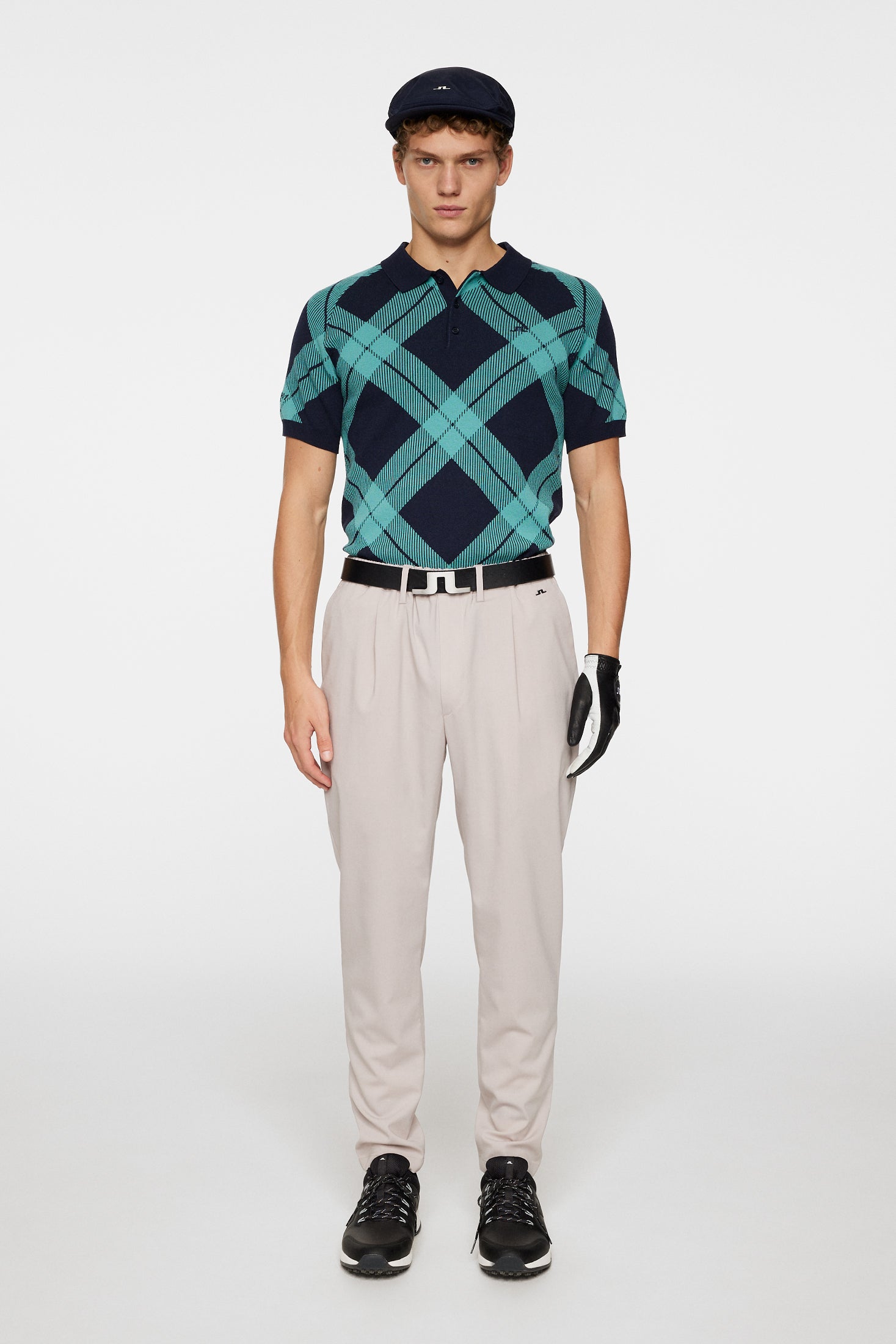Martin Knit Polo / Glenmuir Tartan Teal L – J.Lindeberg