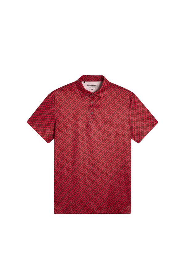 Theo Printed Mesh Polo / Barbados Cherry