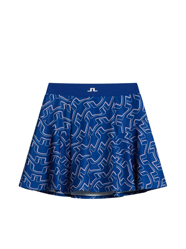 Jane Print Skirt / Outline Bridge Wave Blue
