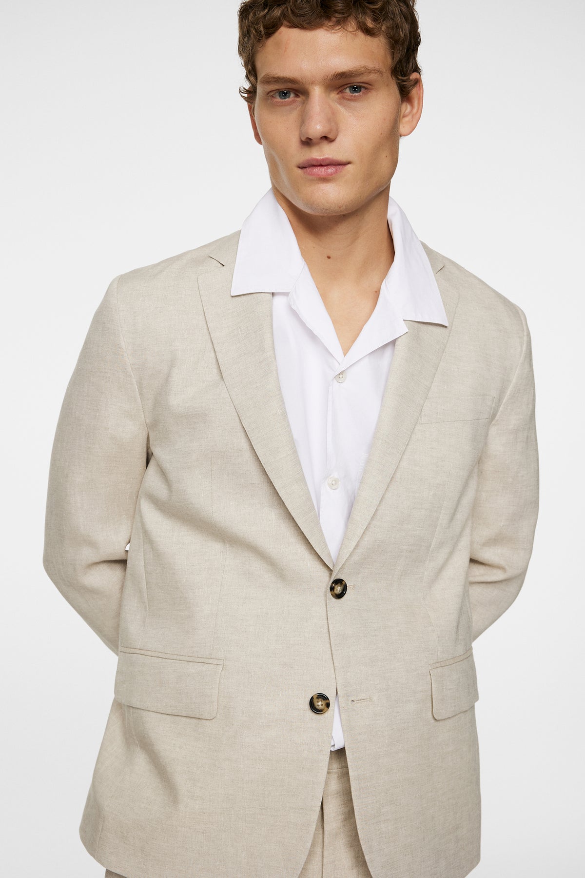 Elton U Super Linen Blazer / Moonbeam