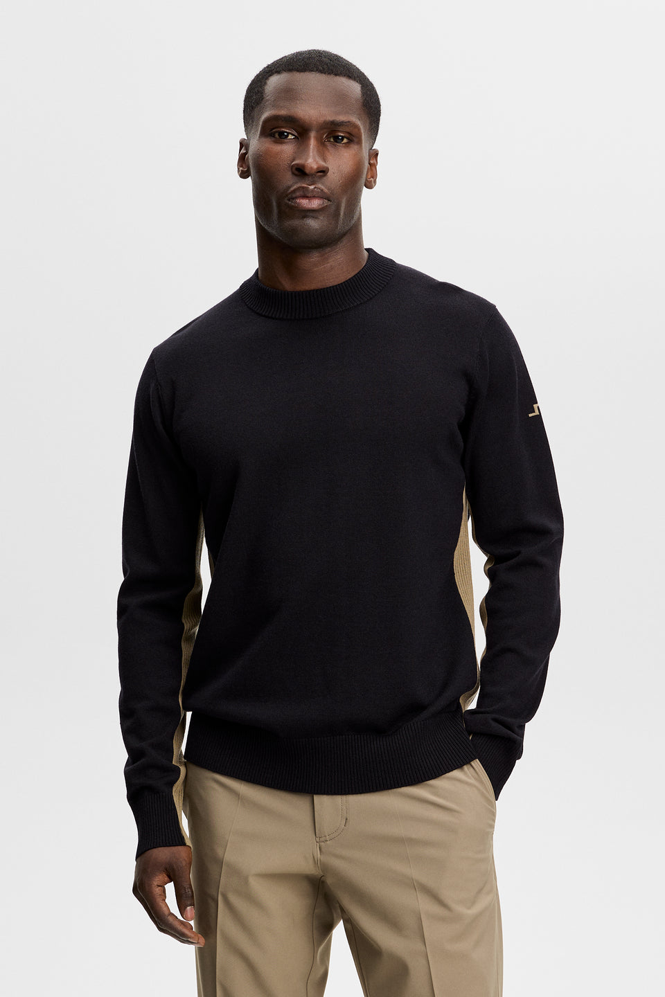 Chester Side Stripe Knit Crew / Black