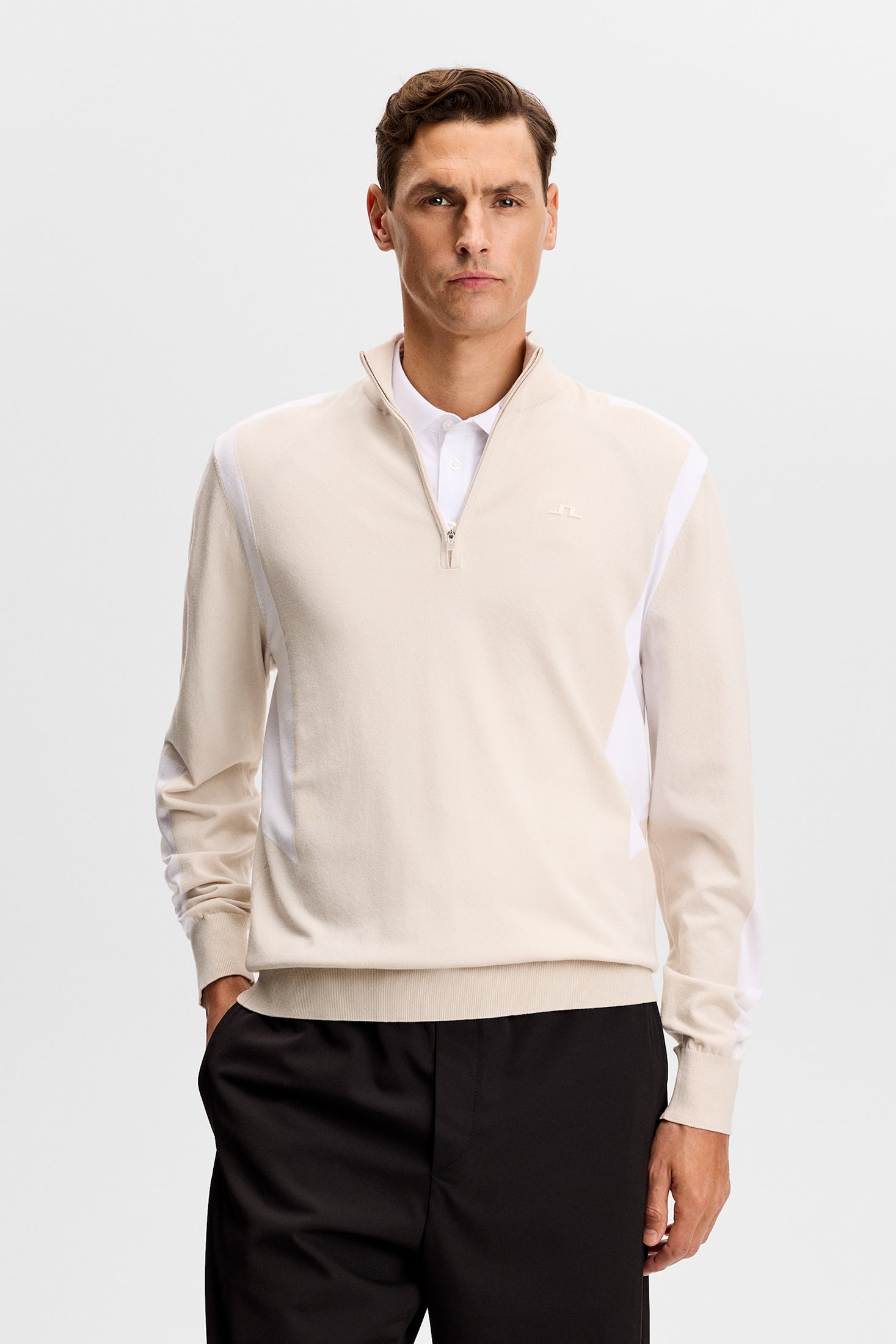 Kendrick Knitted Zip Sweater / Moonbeam | J.Lindeberg Official