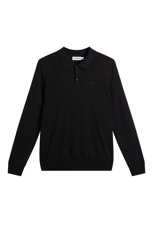 Kai Knitted Merino Polo / Black