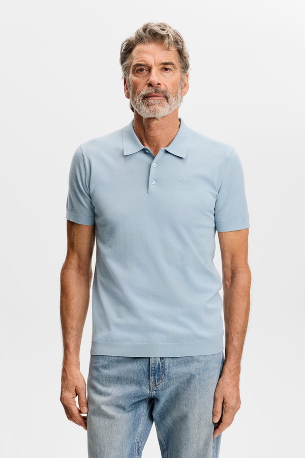 Ridge Knitted Polo / Forget-Me-Not