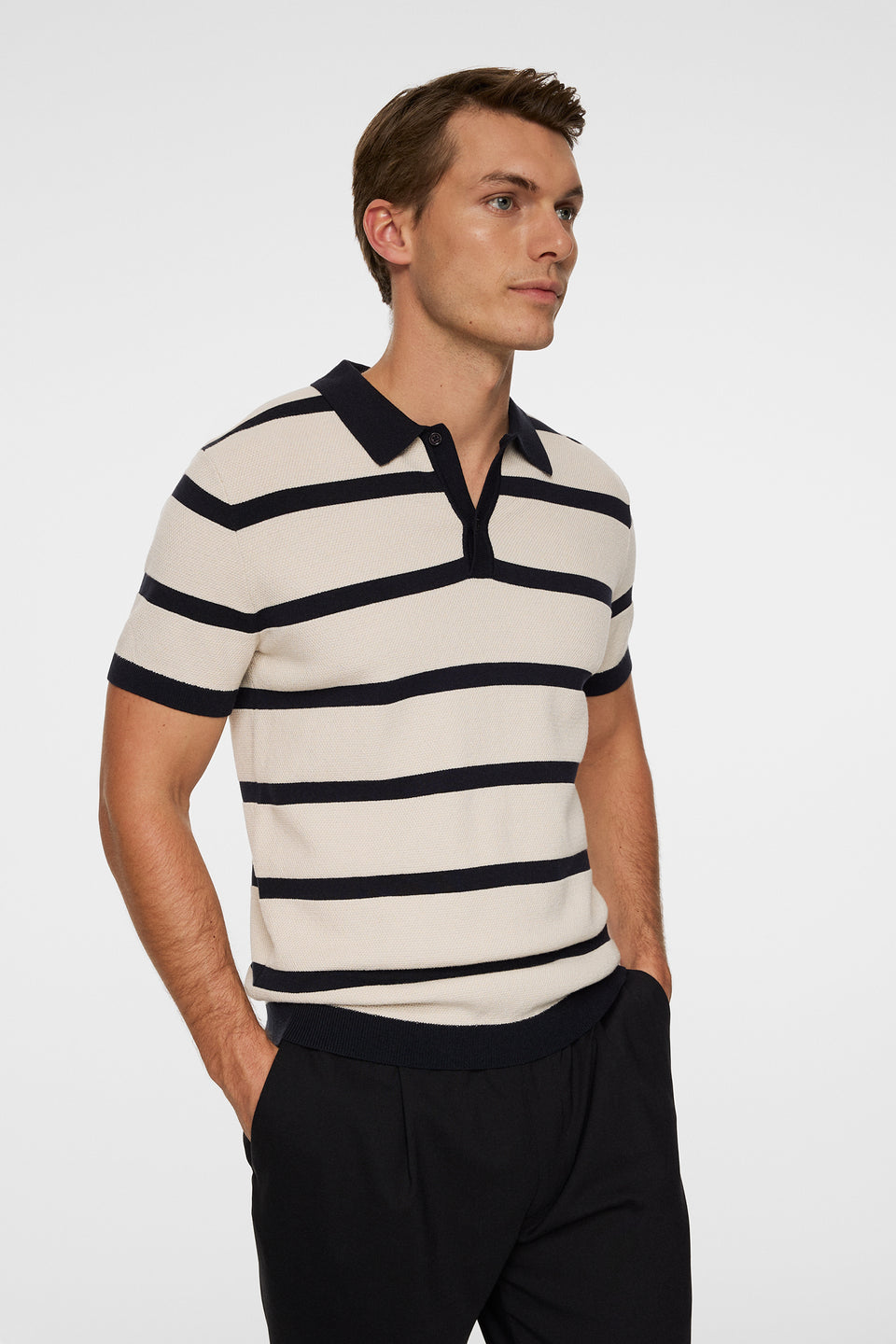 Reve Short Sleeve Stripe Polo / Moonbeam