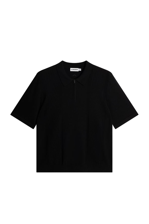 Remy Structure Zip Knit Polo / Black