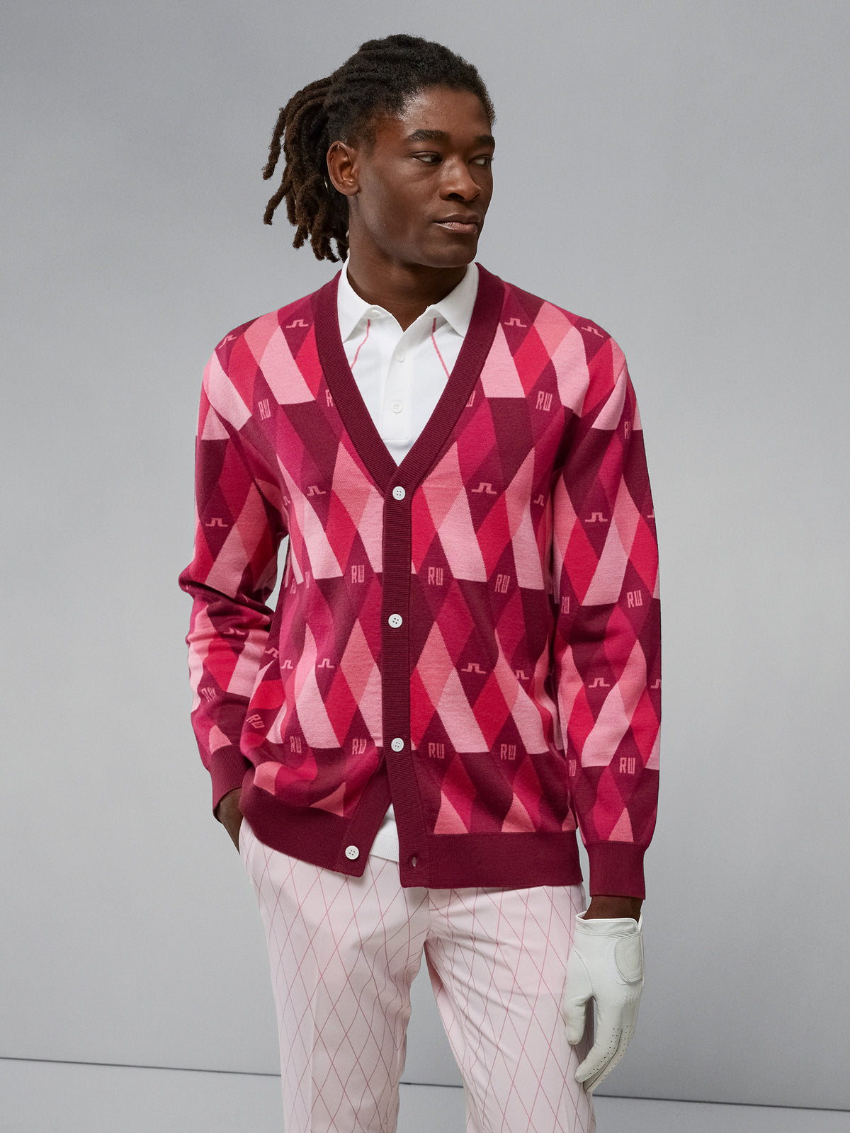 Luca Knitted Argyle Cardigan / RW Pink Argyle