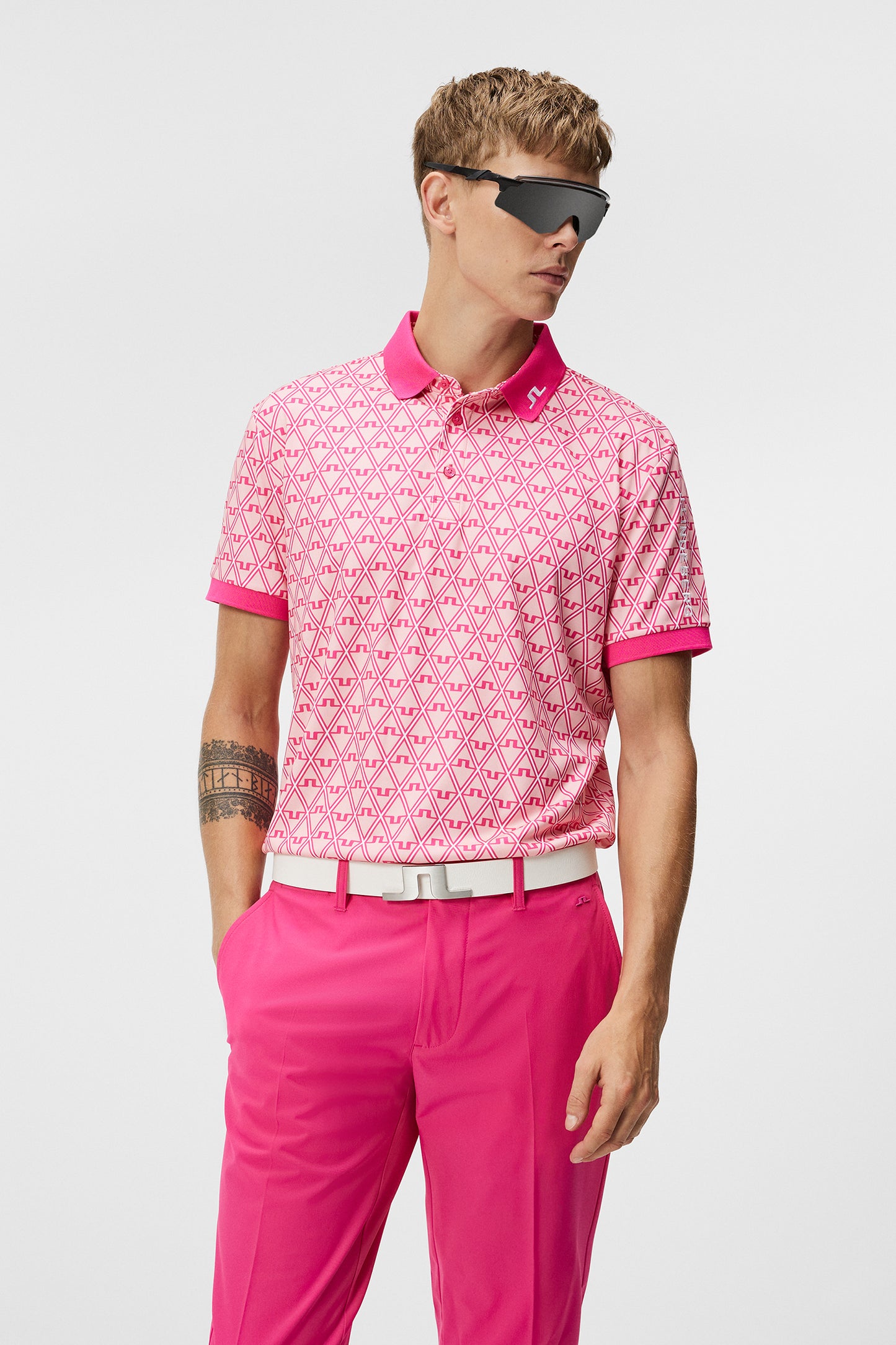 Tour Tech Reg Fit Print Polo / Geo Powder Pink