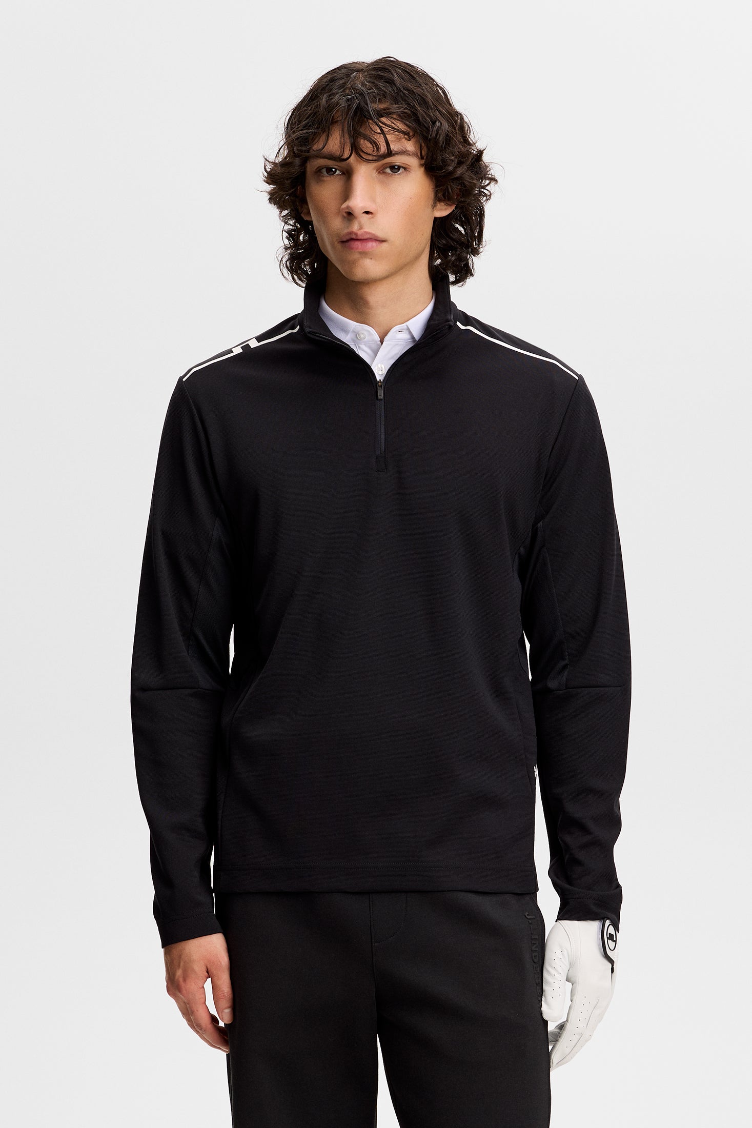 Leon Quarter Zip Mid Layer / Black | J.Lindeberg Official