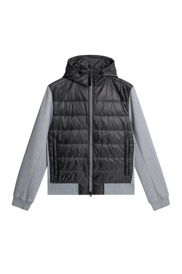 Seth Hybrid Zip Hood / Medium Grey Melange