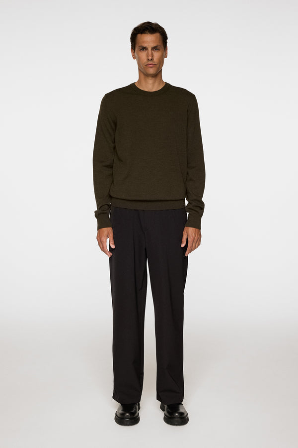 Keane Merino Crew Neck / Forest Green Melange