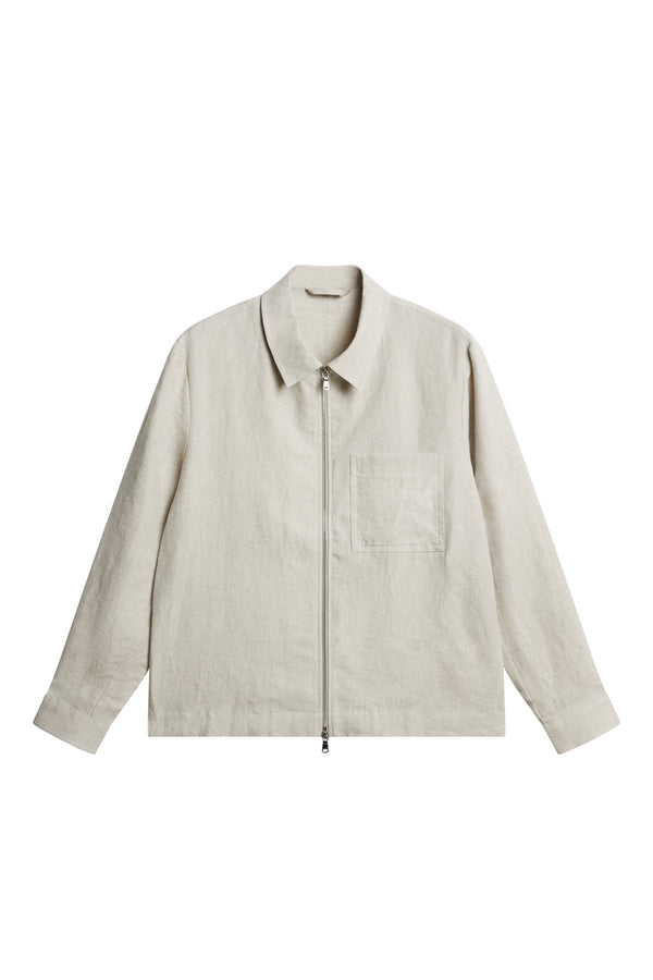 Julius Drape Linen Overshirt / Moonbeam