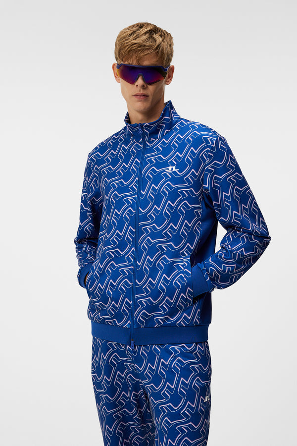 Callum Print Zip Jacket / Outline Bridge Wave Blue