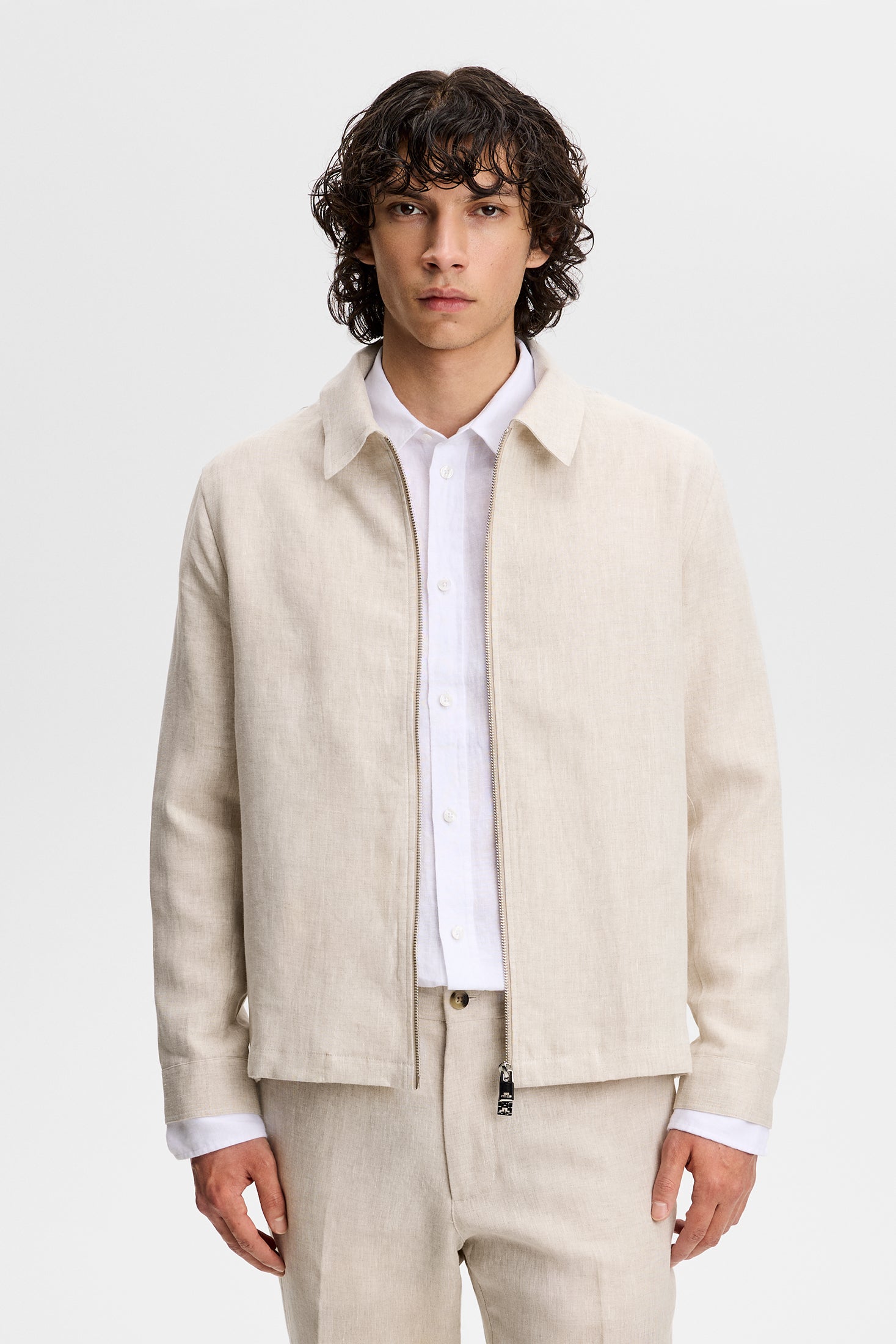 Julius Drape Linen Overshirt / Moonbeam | J.Lindeberg Official