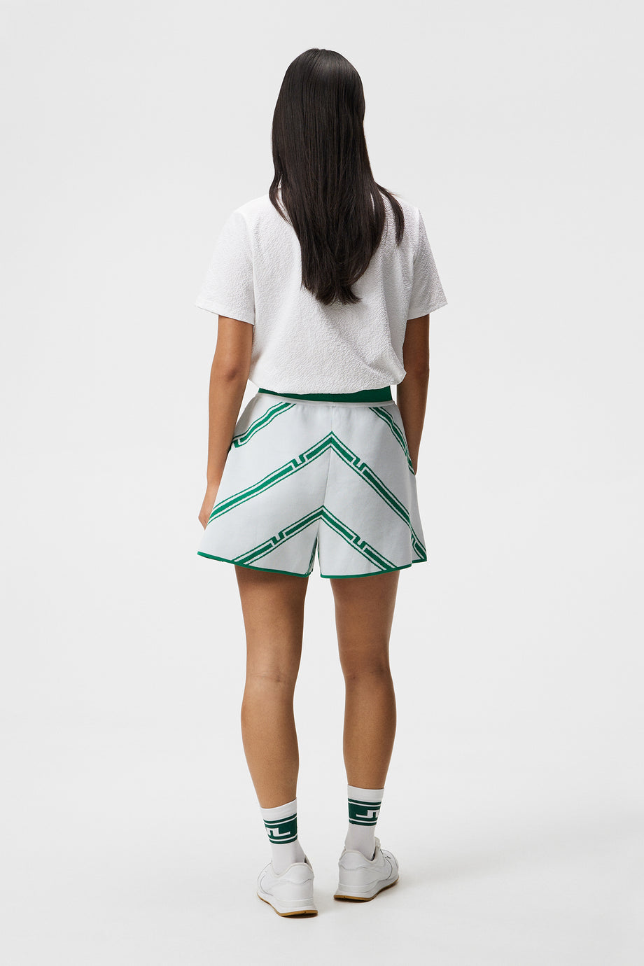 Flare Knitted Shorts / Green Bias Stripe