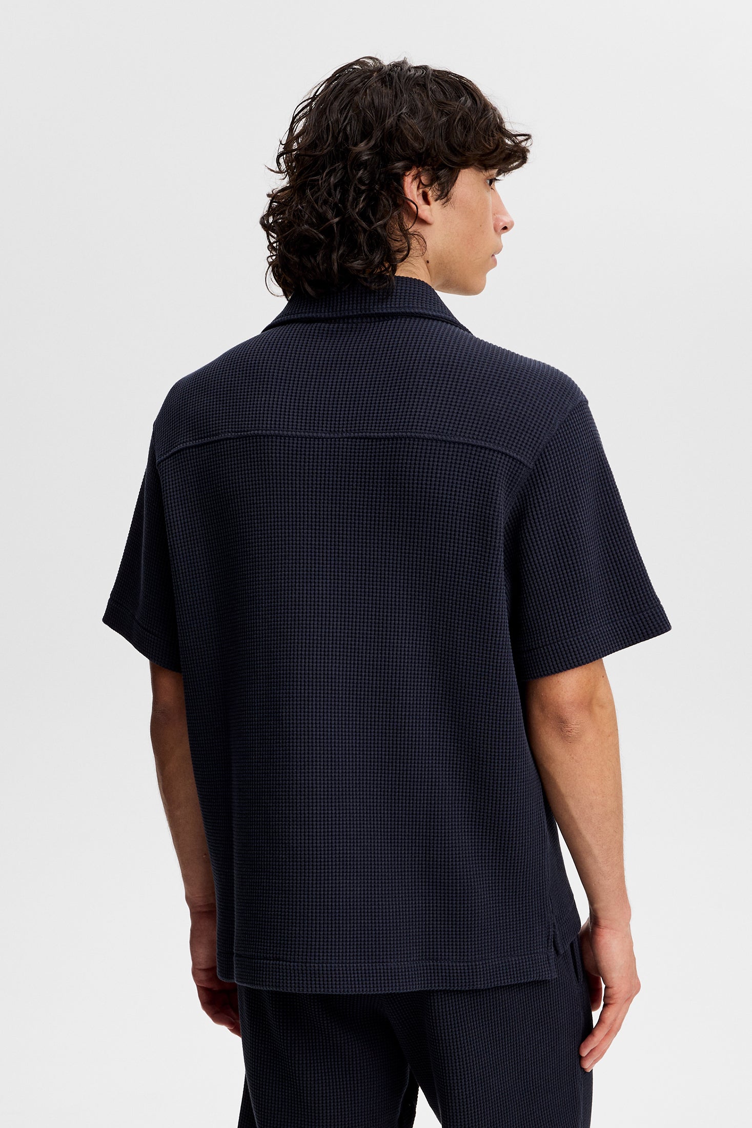 Theron Waffle Shirt / JL Navy | J.Lindeberg Official